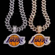 1 Piece Fashion  Alloy Inlaid Diamond Lakers Theme Necklace Multi-Layer Full Diamond Cuban Chain Sports Style Accessory European And American  Style Men's Necklace - Mặt dây chuyền bạc + dây chuyền  14mm 20in - Xem 3