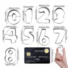 9pcs Numeric Cookie Cutter Set, 0-8 Number Shaped (Reversed 6 To 9) Stainless Steel Baking Cookie Cutters, Numeric Baking Tools - Silver - View 10