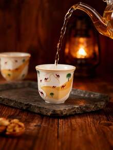 1/2 pezzi Tazza da caffè in stile mediorientale con cammello del deserto e palma di , in ceramica, da 180ml/250ml, per caffè e tè, tazza riutilizzabile per riunioni familiari e occasioni speciali, regalo per il Ramadan/Festa nazionale saudita, tazza decorativa a tema deserto - Paesaggio desertico - Visualizzare 7