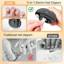 三合一电动指甲钳，防夹设计，LED数字显示屏，指甲抛光/打磨功能，内置照明，便携式设计，电池续航时间长，高端包装——送给朋友和长辈的完美节日/生日礼物
