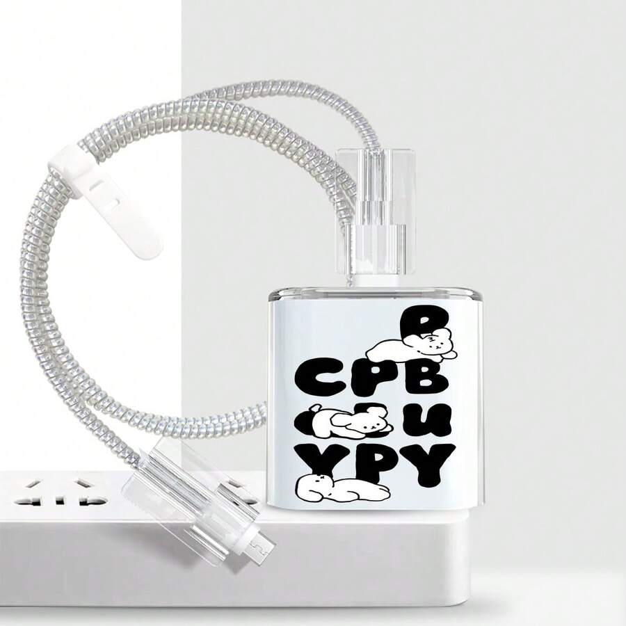 Apple 20W Charger Protective Case, Data Cable Protective Case, CPBUYPY White Puppy Transparent Shell - Clear - View 1