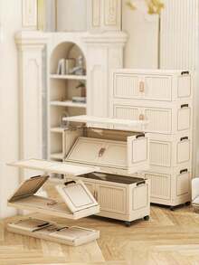 40厘米/15.8英寸宽五层可拆卸折叠储物盒，衣柜整理架/卧室衣柜/便携式衣柜，无需安装，可堆叠存放婴儿衣物/玩具/书籍/零食/杂物，客厅/卧室/厨房塑料储物柜 - 彩色 - 查看 3