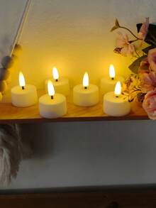 6pcs/12pcs/24pcs Battery Powered Tea Lights, Candle Lights, LED Tea Lights, Flameless LED Tea Lights, Wishing Candles, 3D Flame Effect, Realistic & Bright, Unscented, Fake Candles, With Remote Control & Timer, Suitable For Wedding, Party, Valentine's Day, Romantic Dinner, Home Decor, Outdoor, Gift, Candle Warmer - White - View 4