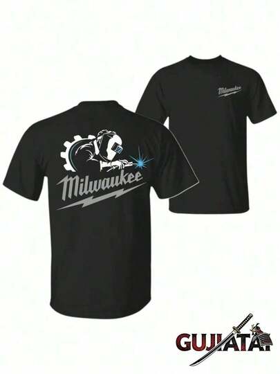 Camiseta soldada azul de Milwaukee, camiseta de cuello redondo industrial diseñada para herramienteros, vibraciones mecánicas, ropa de trabajo de garaje a la moda, regalo perfecto, tela cómoda y amigable con la piel, lavable en máquina, mejor regalo, cálida para usar en otoño e invierno.