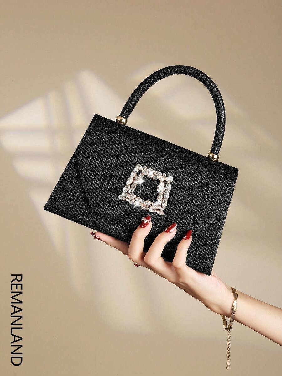 REMANLAND 1个优雅闪亮珠光晚宴手拿包，适合派对、婚礼、舞会等场合。