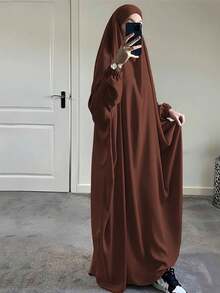 1件宽松款头巾，高私密性高品质吉尔巴布穆斯林女性祈祷头巾，伊斯兰服饰头巾 - 彩色 - 查看 17