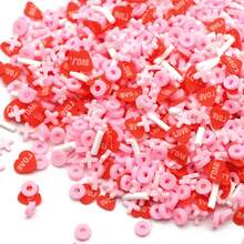 20克/0.7盎司混合心形聚合物粘土片，XOXO环氧树脂装饰品，无香型，适用于DIY手工、美甲、情人节 - 彩色 - 查看 7