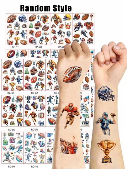 Rugby Stickers, Fun Cartoon Rugby Stickers,Cute Cartoon Football Boys Girls Stickers, Fake Painting Stickers, Rectangular,Cartoon Fashion Y2k Stickers, Stationery Stickers, Children'S Day,,Cute Cartoon Patterns, Very Suitable For Daily Party Body Decorations And Party Accessories
