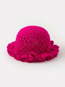 1 件女士手工条纹针织猫耳设计帽子，韩国 Y2k 风格街头潮流帽子可爱冬季秋季