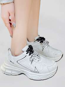 时尚百搭新款女士休闲运动厚底运动鞋 - 米色 - 查看 4