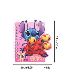 asmodee Cute Cartoon Stitch Pattern Notebook, Children's Writing Stationery, Anime Character Stitch & Lilo Pattern Spiral Notebook, Lilo & Stitch Peripheral Learning Reward Stationery - Multicolor - View 6