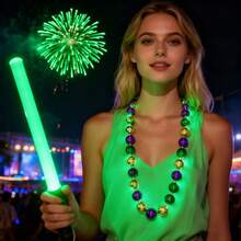 Collares de cuentas de carnaval, accesorios para disfraces de carnaval, collares de cuentas de plástico con purpurina para eventos y recuerdos de fiesta, diseño colorido con purpurina, material plástico duradero, perfecto para desfiles de carnaval, fiestas de máscaras y accesorios de disfraces para festivales. - Multicolor - Ver 4