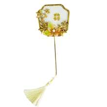 1PC Round Polygon Fan Type Bride Bouquet Flower Chinese Style Crystal Pearls Bridal Mini Fan Xiuhe Accessories - Multicolor - View 7