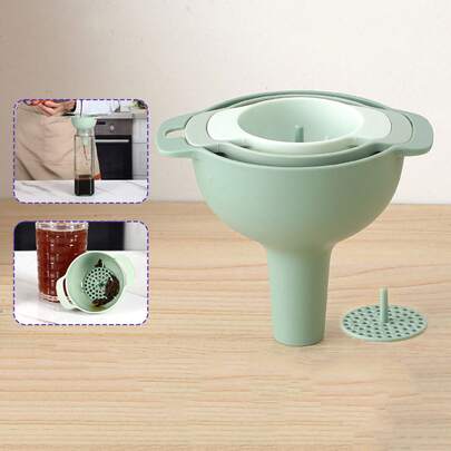 Set de 4 embudos de cocina: tamaños pequeño, mediano y grande, embudos de plástico, accesorios de utensilios de cocina, embudos de silicona plegables para verter líquidos en botellas de agua