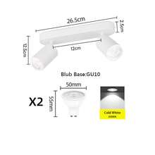 CANMEIJIA GU10嵌入式吸顶灯，黑色，双头，带/不带灯泡，铝制材质，适用于商店/书房/卧室/客厅/咖啡厅/展览馆/画廊/博物馆/走廊/门廊，可根据需要选择尺寸 - 吸頂射燈GU10燈座 - 查看 19