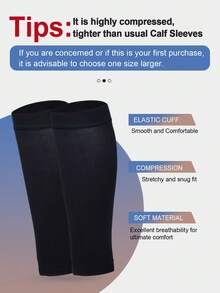 1 Pair 20-30 MmHg High Compression Leg Sleeves, Unisex, Footless Design, Suitable For Running, Travel And Work Activities - Multicolor - View 3