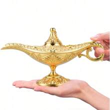 Vintage Magic Lamp Apparel & Accessories Gift, Classic Arabian Prop Planter Decor (Gold), Luxury Gold Pattern Search Banner, Magic Lamp, Palace Banquet Decor Ornament, Magic Lamp, Magic Lamp Craft Ornament - Gold - View 1