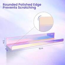 12 Pack Acrylic Shelves Wall Organizer And Storage, 15 Inch Display Shelf Figure, Perfume, Bookshelf Bedroom, Nursery, Room, - 2 + 彩虹色 - 查看 3