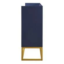 Modern Minimalist Sideboard, 4-Door Handleless Buffet For Dining Room, Living Room, Kitchen (White) - 藏蓝色 - 查看 6