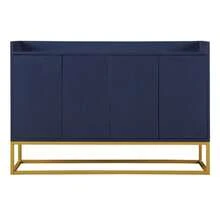 Modern Minimalist Sideboard, 4-Door Handleless Buffet For Dining Room, Living Room, Kitchen (White) - 藏蓝色 - 查看 7