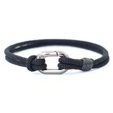 Pulsera trenzada de cuerda de 3 mm hecha a mano, ovalada y negra, joyería de brazalete para hombres - Pulseras y brazaletes para hombre - Ver 8