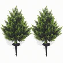 60CM Artificial Cedar Topiary Ball Trees With Ground Spike, Faux Cypress Plants UV Resistant Artificial Pine Shrubs Fake Bushes For Outdoor Indoor Front Porch Garden(Set Of 2) - 綠色 - 查看 8