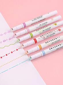 1pc/Set Arch Design Markers, Lace Pens, Wavy Highlighters, DIY Outline Pens, Suitable For Handbook Design, Note-Taking, Painting And Professional Marking. Applicable For Office, School, Personal Planner, Creative Workshop And Art Projects. Versatile Writing Tools Suitable For Educators, Students And Professionals. - Multicolor - View 3