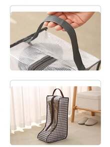 2个靴子收纳袋，长靴和短靴收纳袋，新款时尚透明防尘靴套，适用于女士过膝靴和踝靴，无纺布靴袋，带拉链和提手，方便旅行和居家收纳，加厚防水透气，节省空间 - 是旅行、衣橱整理和鞋子保护的理想选择，适用于平底鞋、踝靴和过膝靴。