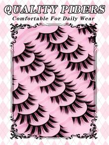 14 Pairs Manga Lashes Eyes Lashes Soft Natural Long Eyelashes Fake Lashes,Anime Wispy Strip False Eyelashes,For Used Daily Makeup Extension Cosplay,Party Reusable Strip Lashes,Lashes,Eyelashes,Fake Lashes - 尖尾漫畫款 - 查看 3