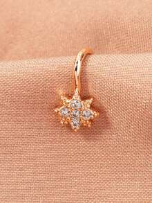 Nooxian 1件装微镶锆石玫瑰金星芒鼻环，鼻夹穿刺饰品配件 - 玫瑰金 - 查看 4