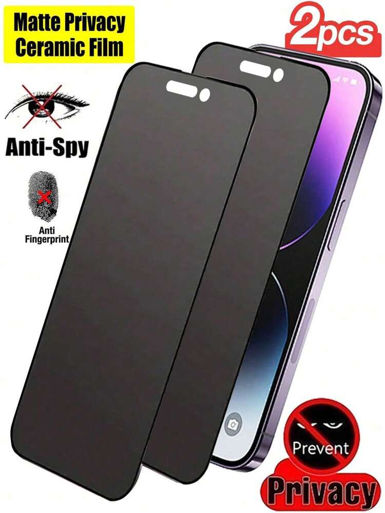 2pcs Matte Privacy Screen Protector Film For 17 Pro Max 6.9 Inch, Non-Glass Material, Full Coverage Anti-Peeping Anti-Theft Anti-Glare Ceramic Film, Anti-Fingerprint, Compatible With Phone Cases, Suitable For 17 Pro Max, 17 Air, 16 Pro Max/16 Pro/16 Plus/16/15 Pro Max/14 Pro Max/13 Mini/12/11/XS Max/XR And Other Models, Essential Screen Protection For Daily, Office And Home Use. Anti-Peeping, Water-Resistant, Shock-Proof, Anti-Drop, Anti-Scratch. - Black - View 31