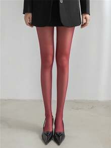 Seductive Wine Tights - Rich Burgundy Pantyhose For A Bold & Confident Look, Evening Wear - Burgundy - View 5