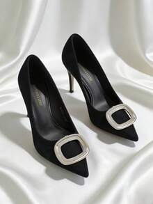 1个可拆卸金属方形鞋夹，奢华优雅，用途广泛，适用于高跟鞋/商务鞋/婚鞋/包包及其他服装配饰