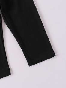 女婴休闲爱心蝴蝶结印花短袖上衣和印花长裤套装，春夏款 - 粉色 - 查看 3