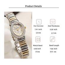 Set de 3 piezas con reloj, pulsera y correa decorados con rhinestones para adolescentes, reloj de acero de dos tonos, accesorio de lujo con estilo, adecuado para estudiantes y uso diario, promoción de fin de año - Blanco - Ver 5