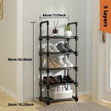 1pc Simple Multi-Tier Shoe Rack With Dust-Proof Storage Shelf, Space-Saving Organizer For Entryway, Bedroom, Dorm, Office, Under Desk, Sturdy Metal Frame, Multifunctional Shelving Unit Perfect For Home Organization And Footwear Display - Multicolor - View 2