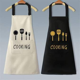 1pc Waterproof And Oil-Proof Apron With Pockets - Hand Wipeable Apron For Women And Men - 27.5in X 26.8in - Stay Clean And Protected While Cooking,The Hook Is Used For The Apron, And You Can Choose Whether You Need The Hook Or Not According To Your Needs