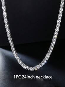 1条4毫米网球链，锌合金男士叠戴链，摇滚嘻哈风格项链，经典设计确保百搭实用，呈现无与伦比的璀璨光泽，适合作为朋友聚会、生日、派对礼物 - 時尚網球鏈 - 查看 18