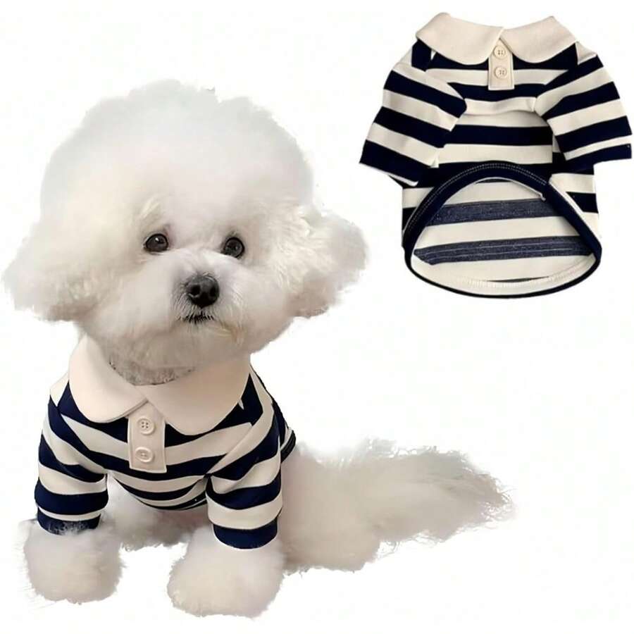 狗狗服装 - 贵宾犬、泰迪犬、约克夏犬、西施犬 Polo 衫、夏季连衣裙、条纹宠物 T 恤、柔软连帽衫、夏季 Polo 衫;狗狗服装 - 比熊犬、吉娃娃、条纹狗狗连帽衫、中小型狗狗降温背心 - 彩色 - 查看 1