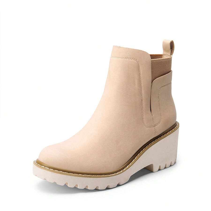 Women Ankel Boots Wedge Boots - Màu be - Xem 1
