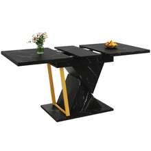 Extendable Dining Table, 110 X 80 X 76 Cm. Suitable For Dining Rooms And Kitchens. Wooden Table. Extends To 140 Cm In Length. Seats Up To 6 People. Black Tabletop. - Black - View 11