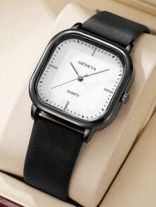 男女通用时尚休闲石英腕表，优雅方形表盘设计（无表盒）