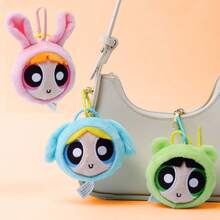 THE POWERPUFF GIRLS Đồ trang trí treo tường hình thú nhồi bông Powerpuff Girls chính hãng, cao 8cm, hình thỏ, chó, gấu dễ thương, móc khóa quà tặng Giáng sinh & Năm mới. - Nhiều màu - Xem 7