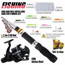 鱼竿渔线轮套装，伸缩式玻璃纤维鱼竿搭配纺车轮，含鱼线、鱼饵和收纳袋，适用于淡水和海水垂钓，2.1米/2.3米 - 黑色 - 查看 9