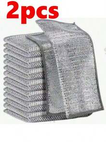 20 piezas/10 piezas Paño de limpieza de alambre de metal grueso, paño de limpieza mágico de doble cara, adecuado para utensilios de cocina y herramientas de limpieza, suministros de cocina, accesorios de cocina, regalos para el hogar, regalos para mujeres, regalos para hombres - plata - Ver 10