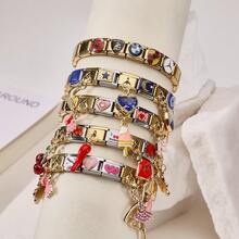 1 chiếc vòng tay bằng thép không gỉ với logo xe hơi, mặt dây chuyền hình trái tim và ngôi sao, đa năng, phù hợp để đeo hàng ngày, trang sức thời trang sành điệu. - Nhiều màu - Xem 2
