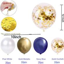 Flow.Month 60pcs Balloon Set - 10-Inch Deep Blue, Gold Metallic, White Latex Balloons And Foil Confetti Balloons, Suitable For Weddings And Birthday Parties - Multicolor - View 2