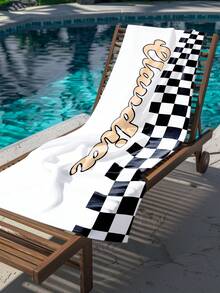 Lightweight Personalized Racing Pattern Text Customized Beach Towel - Ultra Soft Polyester Fiber, Fast Drying&Super Absorbent, Suitable For Beaches, Pools, Camping And Travel - Perfect Gift For Family And Friends, Beach Towel