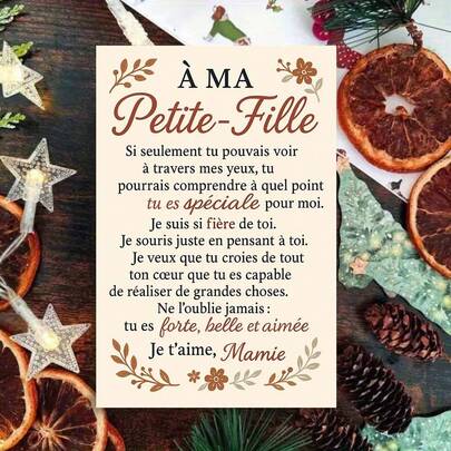 1pc Heartwarming French Grandma To Granddaughter Greeting Card With Envelope - "À Ma Petite-Fille: Je T'aime Mamie" Design, Elegant Scene With Warm French Message, Perfect For Grandmothers & Granddaughters, Ideal For Birthdays & Family Celebrations, Greeting Card|French Grandma Card|Paper Greeting Card, Family Accessories