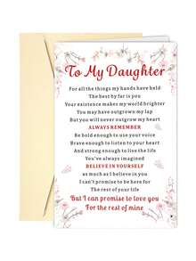 1 pieza Tarjeta de cumpleaños significativa con sobre - "Para mi hija" Diseño floral, mensaje sincero, papel de alta calidad, perfecto para hijas, nietas, hijos y madres - Regalo para todas las ocasiones, Tarjeta de cumpleaños | Tarjeta con diseño floral | Papel, Regalo para hija - Multicolor - Ver 14